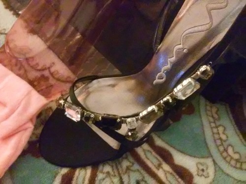 Woman Black 8 (M) New Nina Shoes with Crystal Designs - Picture 2 of 9