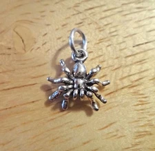 Sterling Silver 3D TINY 12x13mm Halloween Spider Tarantula Charm!