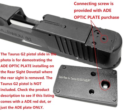 Universal Red Dot Mount Plate For Taurus PT111 Millennium G2/G2c/G2s & G3 – Steel, Dovetail Mount
