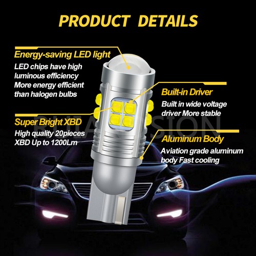 Ruiandsion T10 LED Ampoule Indicateur De Voiture W5W Feu De Frein 10-30V Blanc - Picture 3 of 10