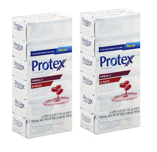 (2 PACKS) PROTEX SOAP OMEGA 3 ANTIBACTERIAL SOAP PROTEX (12 Bars 4.5oz