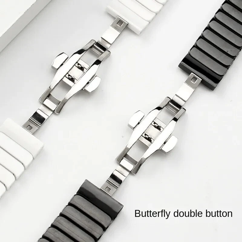 Correa de reloj de cerámica de alta gama para hombre impermeable pulsera de liberación rápida 16/18/20/22 mm Foto 4 de 4