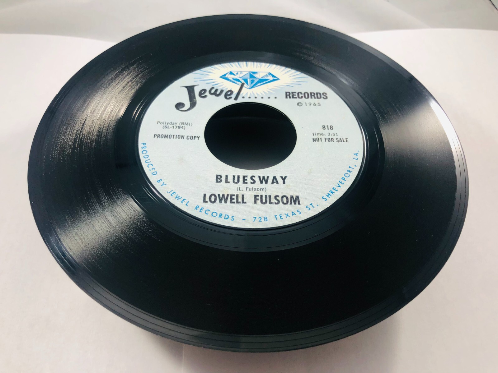 Rare PROMO Blues 1960s LOWELL FULSOM: my baby / bluesway JEWEL 7