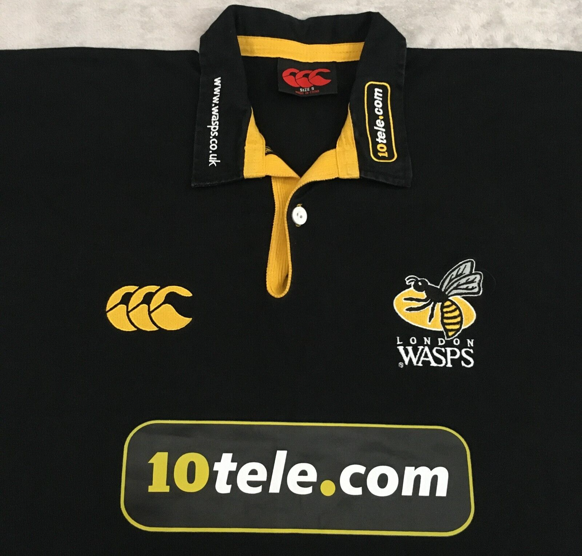 Maillot rugby London Wasps Canterbury Magners homme taille L noir jaune