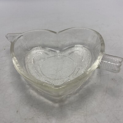 Safe Bake Heart Shape Glass Baking Dish 5'' Cupid Arrow Valentines Small Vintage