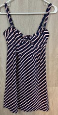 American Eagle Womens Removable Strap Dress Sleeveless Cotton Blue Red Size 6