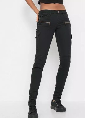 FREEMANS Black Zip Detailed Skinny Cargo Pants Trousers  UK 14 (fs112-16)