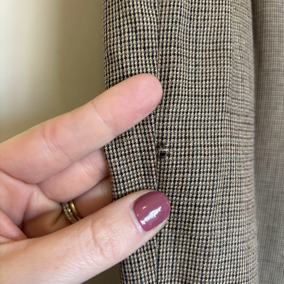 VTG Ralph Lauren Houndstooth Pants Womens Sz 14 Brown Dark Academic High Waist - Image 2 of 4