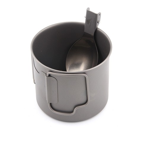 TOAKS T-25 Titanium 375ml Cup with Folding Fork Spoon - Imagen 6 de 10