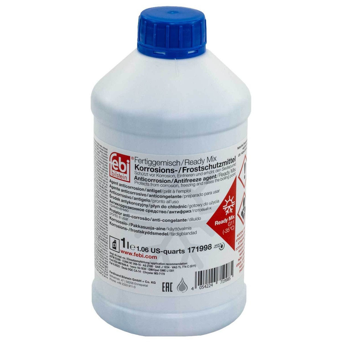 ボン Kühlerfrostschutz Febi G11 -35°C Fertiggemisch 1 Liter Blau für