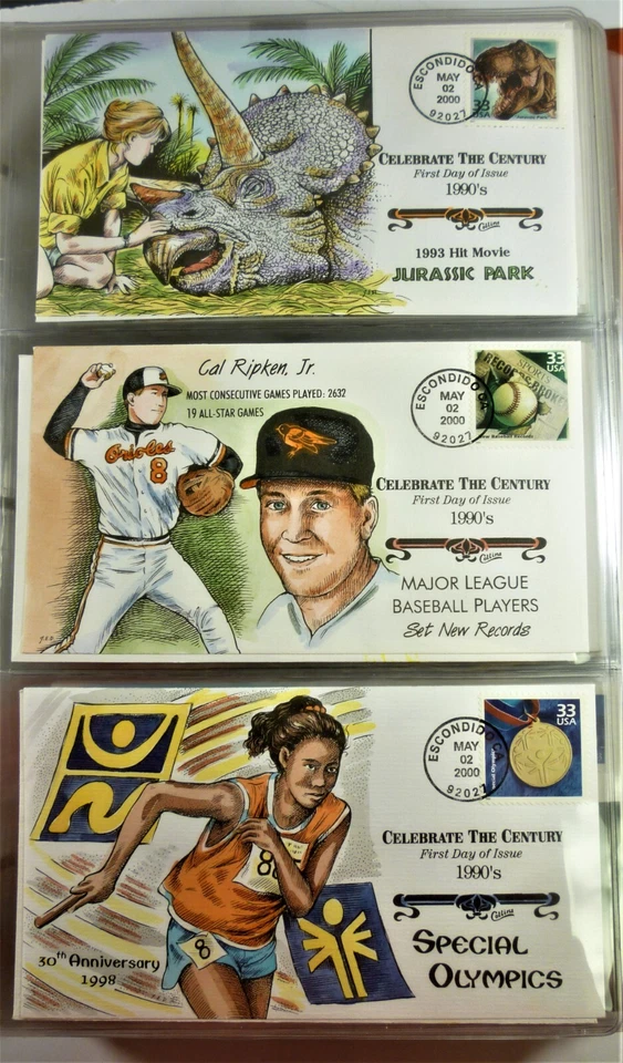 2000 CELEBRATE THE CENTURY 1990'S 15 Collins Hand Painted First Day Covers - Image 3 of 4