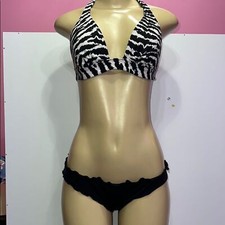 Victoria's Secret Black and White Zebra Bikini zs M