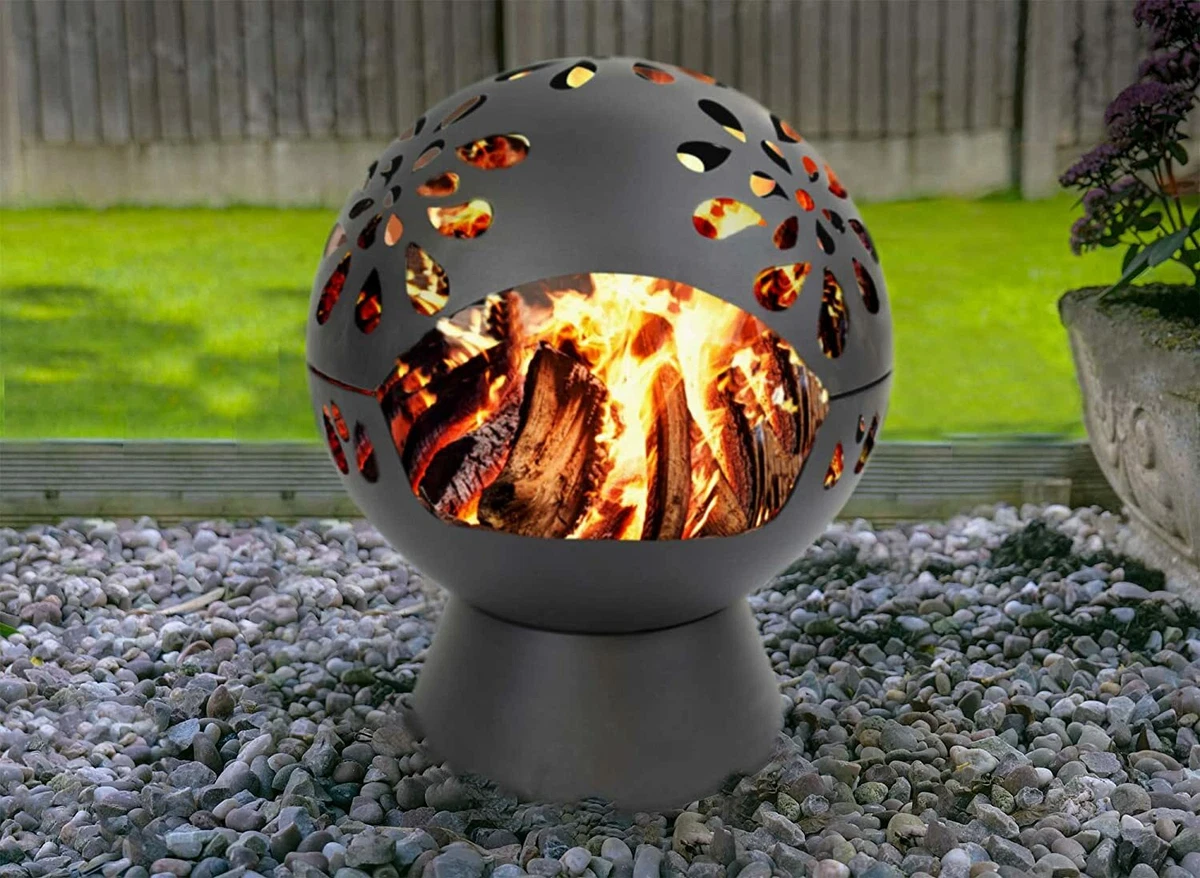Fire Pit Globe Style Outdoor Garden Furniture Patio Heater Firepit Wood  Burner | eBay