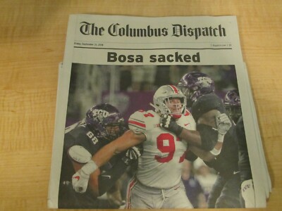 Columbus Dispatch Full Newspaper - Nick Bosa Sacked - Ohio State/49ers (9/21/18)