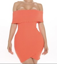 SOLD OUT NWT FASHION NOVA Mini Off Shoulder Orange Dress Sz L