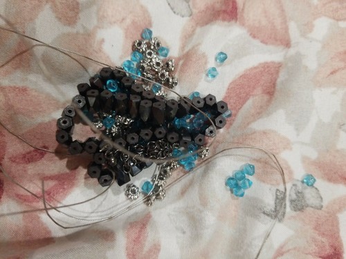 Set of blue, silver, and Hematite Magnetic Tube Beads 150pcs
