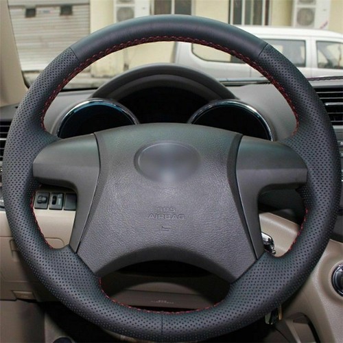 Black Top Leather Steering Wheel Hand-stitch on Wrap Cover For Toyota Camry 2010 - Picture 2 of 12