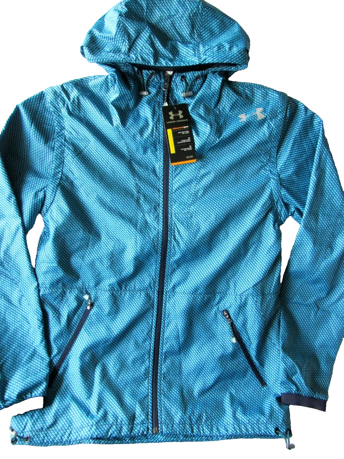 Мужская ветровка Under Armour sz S с капюшоном и синим принтом на рукавах с застежкой-молнией 10390₽