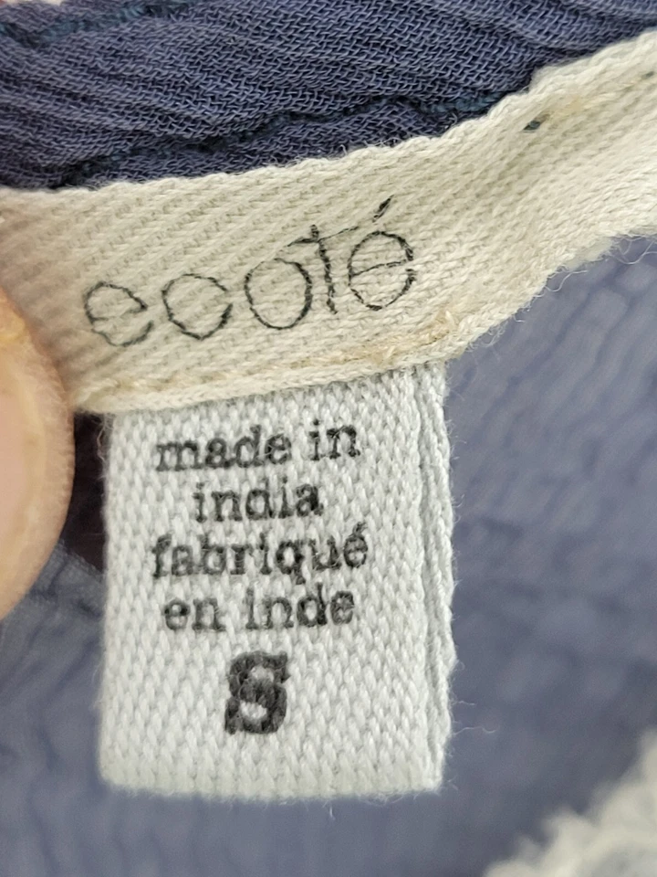 Top Ecote Mujer 8 Azul Bordado Sin Mangas Boho Campesino Festival Hippie Foto 3 de 4