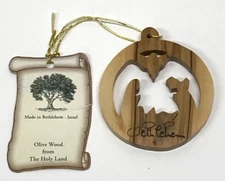 Earthwood Olive Wood Manger Ornament From The Holy Land Christmas Carving