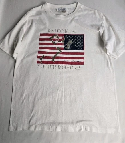 Vintage 1984 Los Angeles Summer Olympics Rare Phillip Canady Artist Tshirt L USA - product listing photo