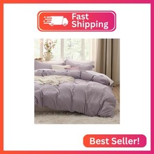 Bedsure Prewashed Duvet Cover Queen, Cotton-Like Bedding Set, Lilac Purple