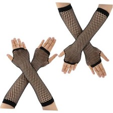 2 Pairs Fingerless Mesh Gloves Fishnet Gloves Long Neon Fingerless Fishnet