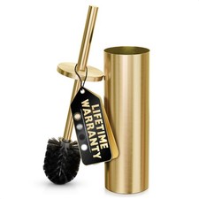 Gold Toilet Brush and Holder Set - Brushed Stainless Steel Gold Toilet Bowl B...