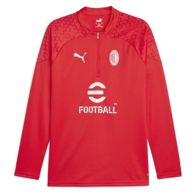 PUMA Ac Milan Training Crew Neck Long Sleeve Quarter Zip Pullover Shirt Mens Siz