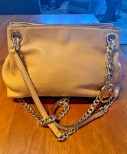 CUTE! Vintage Michael Kors Camel Leather Shoulder Bag with Chain Handles