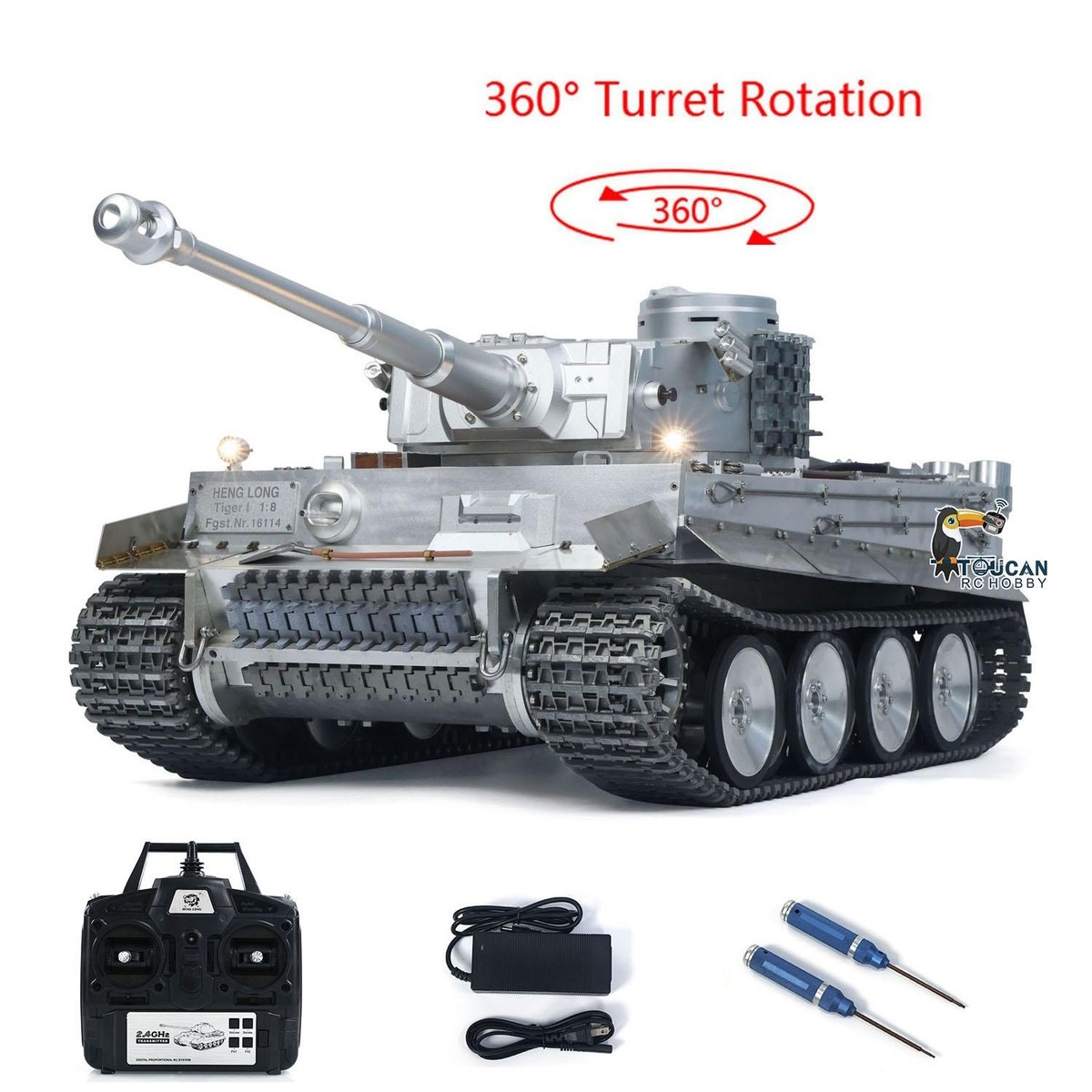 1/16 Scala tedesca Tiger I RC Tank 3818, Heng Long 7.0 RTR 2.4GHz