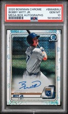 2020 Bowman Chrome Bobby Witt Jr Mega Box Auto #BMABWJ PSA 10 Gem Mint SSP