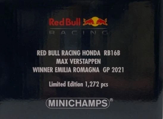 PMA MINICHAMPS 210133 RED BULL VERSTAPPEN WIN IMOLA GP 2021 1/18 F1 SCALE MODEL - Immagine 2 di 2