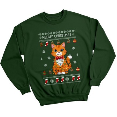 Meowy Weihnachten Katze Feiertage Grafik Pullover Herren Damen Unisex Sweatshirt Festlich