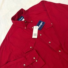 Wrangler Mens Western Long Sleeve Snap Button Shirt Red MP3522R Size L NWT