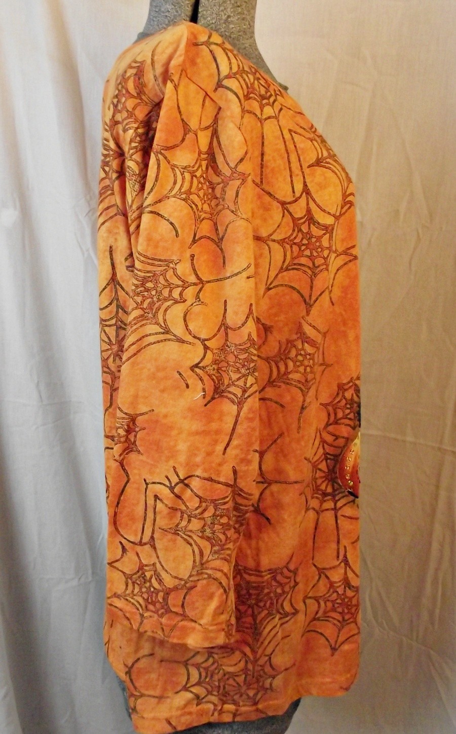 HALLOWEEN Vtg Collections Etc Womens Shirt Black Cats JOL Sequins Orange XL