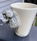 Grey Poodle Drinking Glass Ceramic Blue Witch Hand Painted VGC — photo 3
