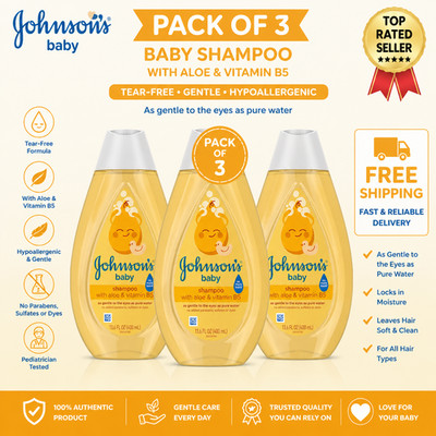 Johnson's Tear-Free Baby Shampoo 13.6 fl oz Aloe & Vitamin B5 | 3-Pack