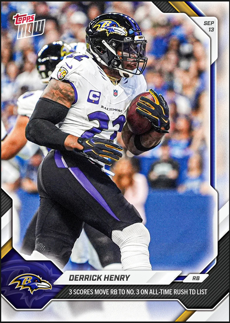 Derrick Henry NO. 3 ALL TIME RUSH YDs - 2026 NFL Topps NOW® - Card 7 PRE-SALE