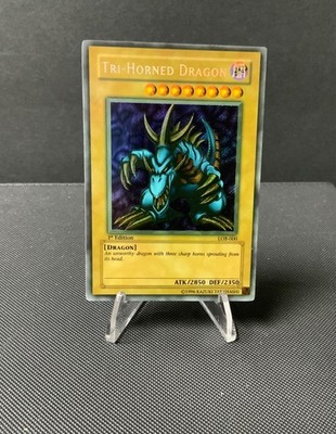 2002 Yugioh  FADED  1st Edition  TRI-HORNED DRAGON #LOB-000 VERY RARE