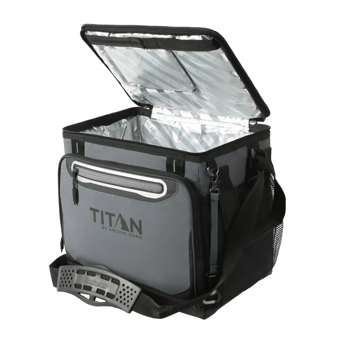 Titan 40 Can Collapsible Cooler - Gray - TableTop with 2 drink holders - 1740589