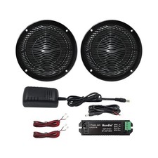 Marine Bluetooth Speakers 6.5 Inch 120W Peak 2 Way Black Herdio Boat Cart Pair