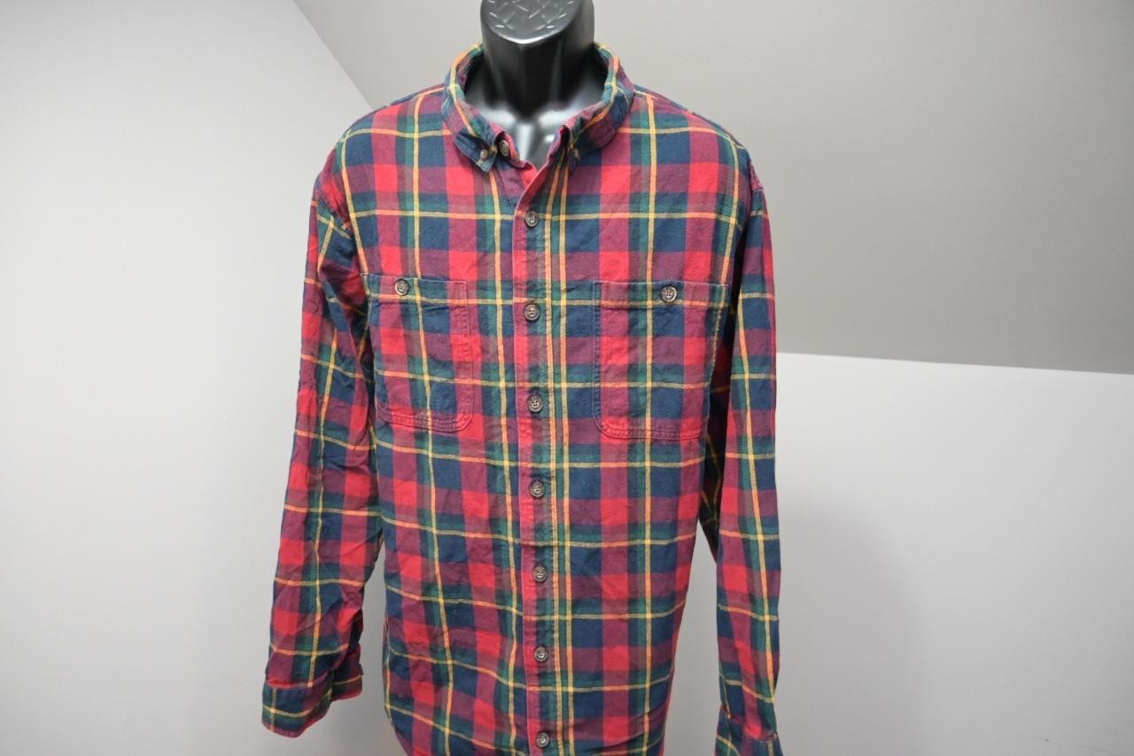 Duluth Trading Co. Flannel Camp Shirt Relaxed Fit Plaid Mens Sz 3XLT 3XL TALL