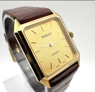 ◆RADO DIASTAR クオーツ ゴールド スクエア 腕時計 08257 Rado DiaStar Square Gold Men's Quartz Watch Model 942 JAPAN USED