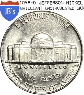 1958-D Jefferson Nickel 5c - BRILLIANT UNCIRCULATED (BU) | eBay
