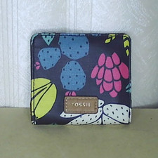 Fossil Eliza Snap Wallet Dark Floral Tropical Pink ID Card Holder 4 4