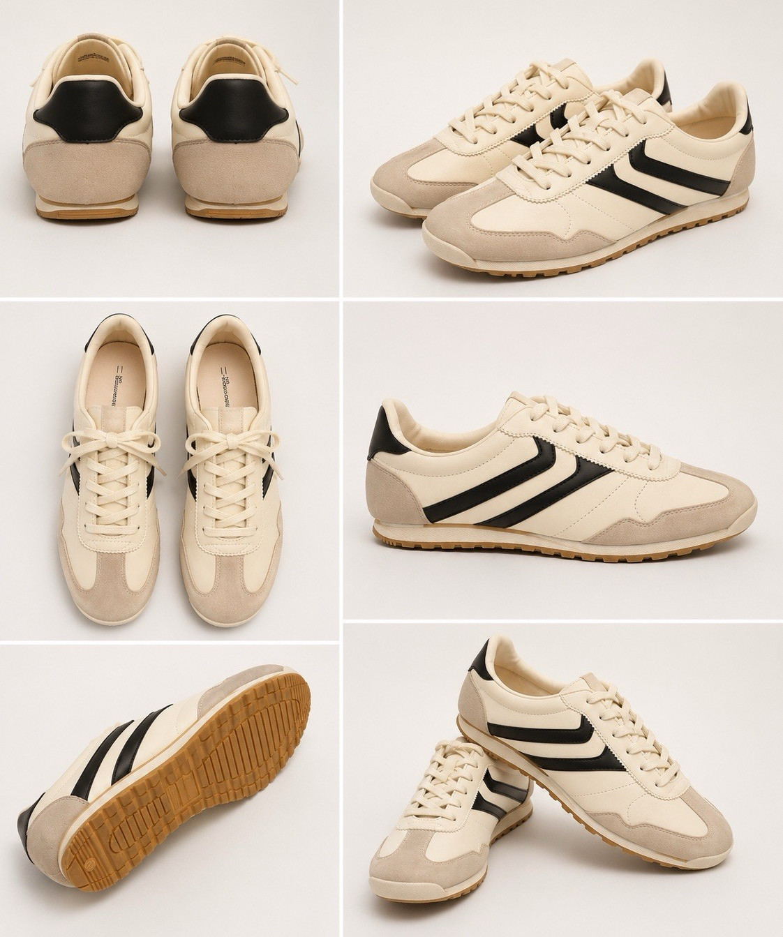No Boundaries Women Low Top Lace-Up Athletic Sneakers Beige/Black Colorblock