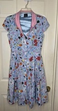 RARE Woman DISNEY DAPPER DAY blue First Frost S/s Pinup Retro Dress Sz Medium