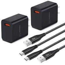 USB Fast Charging Block 3.0 with Type C Cable 6ft, Android Phone Charger USB ...