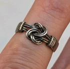 Vintage Sterling Silver 925 Double Love Knot Woven Band Toe Ring Adj Size